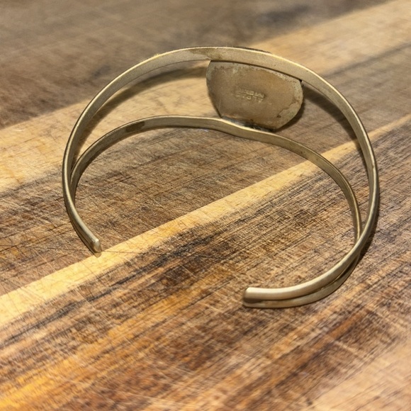 Signed Alpaca Mexico Abalone Shell Sterling Silver open cuff bracelet - Picture 2 of 3